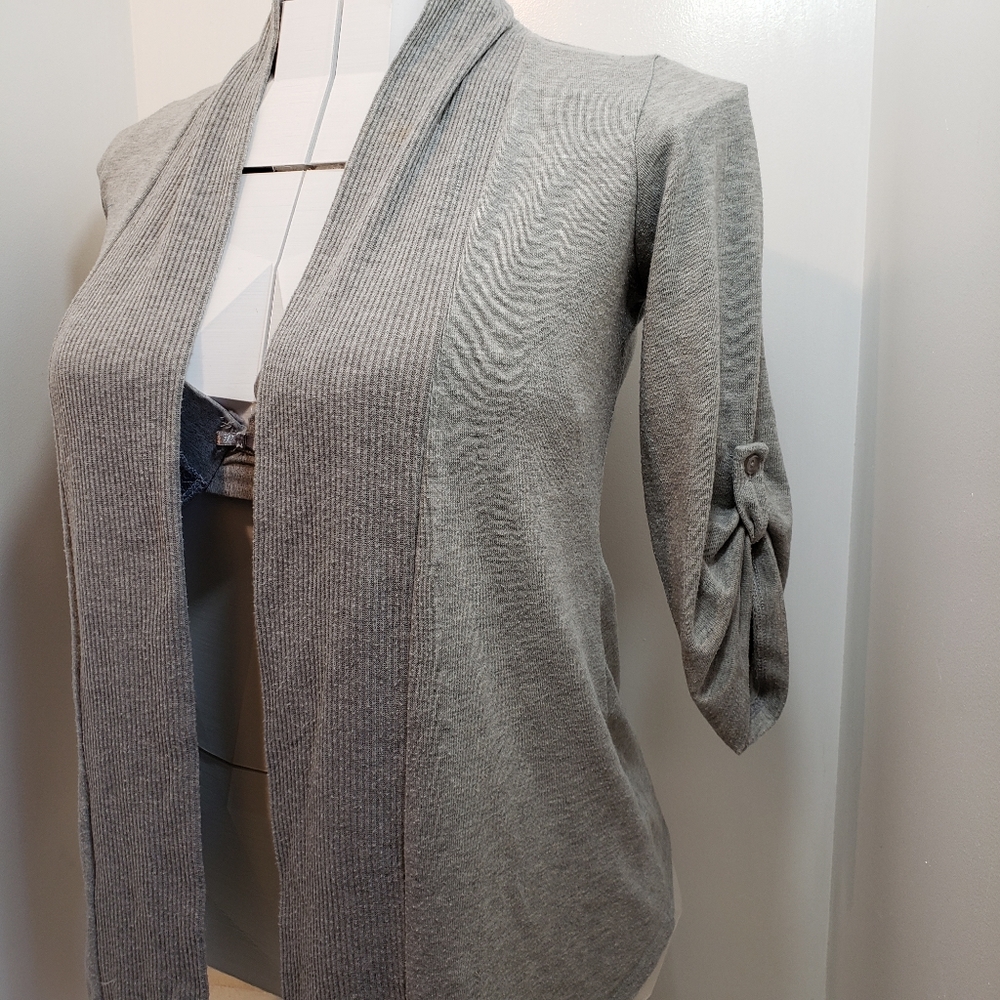 Bobeau waterfall sweater shrug grey one size snuggle comfort